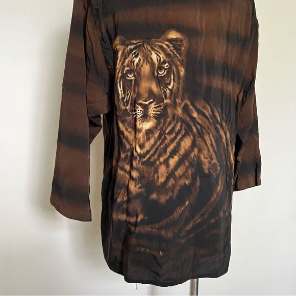 De Frantor tiger button down big cat 90s y2k fashion - Picture 8 of 9